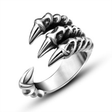 Factory wholesale creative dragon claw shape punk adjustable open mens stainless steel ring